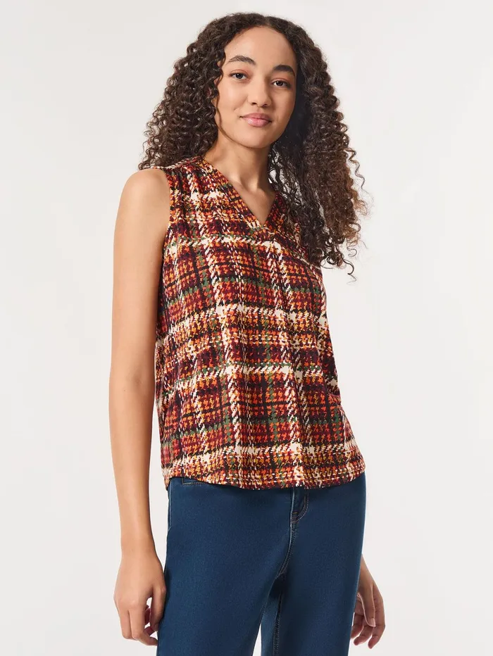 Printed Sleeveless VNeck Top Moss Crepe Women Jones New York Sale Printed Sleeveless VNeck Top Moss Crepe Women Jones New York Sale
