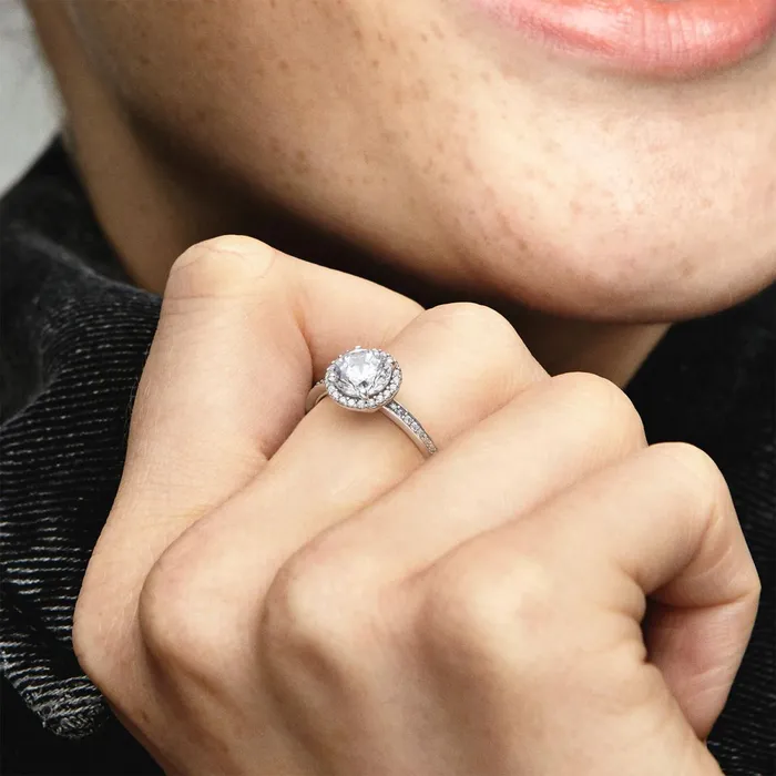 Promise Rings Women Pandora Round Sparkle Halo Ring
