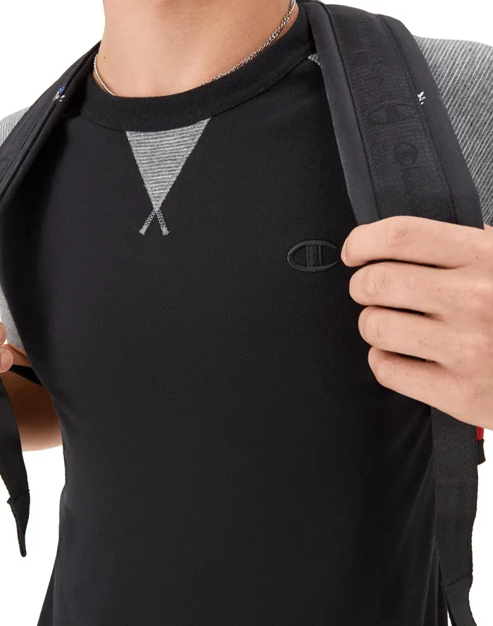 Raglan Sleeve TShirt Striped C Logo Blackblackmanhattan Mist Men Champion TShirts and Tops