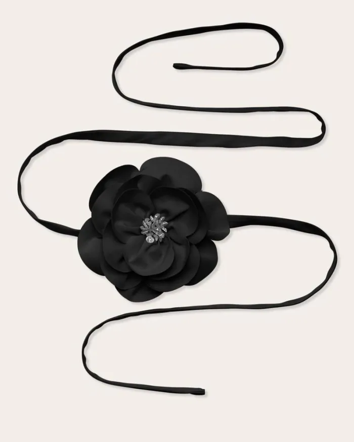 Ramy Brook Belts Women Rose Convertible Belt Necklace Black Ramy Brook Belts Women Rose Convertible Belt Necklace Black