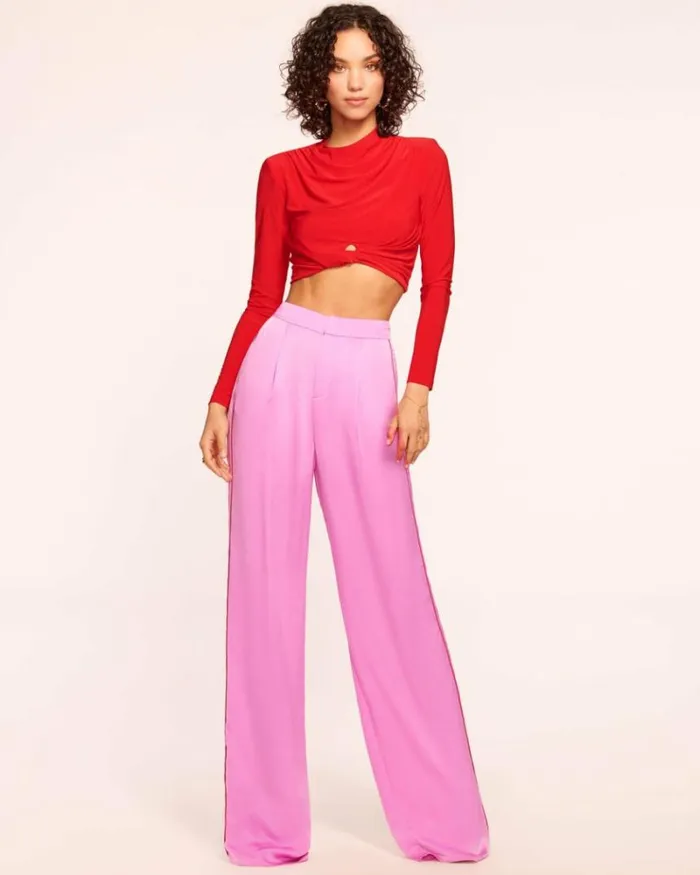 Ramy Brook Bottoms Women Lara Wide Leg Pant Pink Orchid