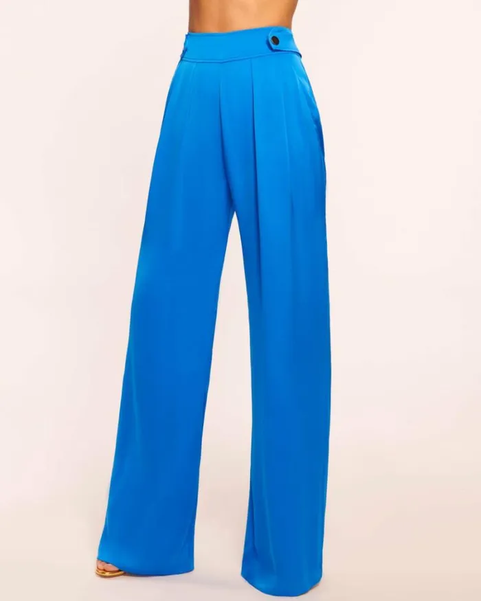 Ramy Brook Bottoms Women Leanna Wide Leg Pant Marrakech Blue