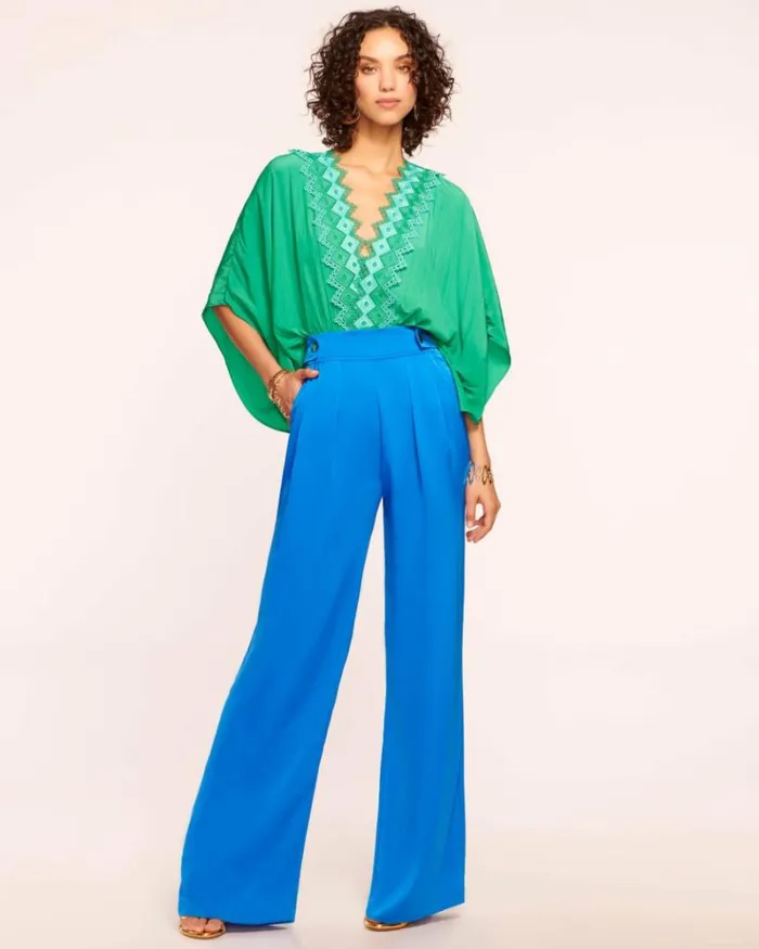 Ramy Brook Bottoms Women Leanna Wide Leg Pant Marrakech Blue