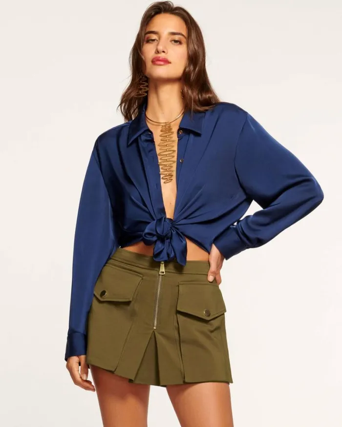 Ramy Brook Bottoms Women Maryam Cargo Mini Skirt Dark Olive
