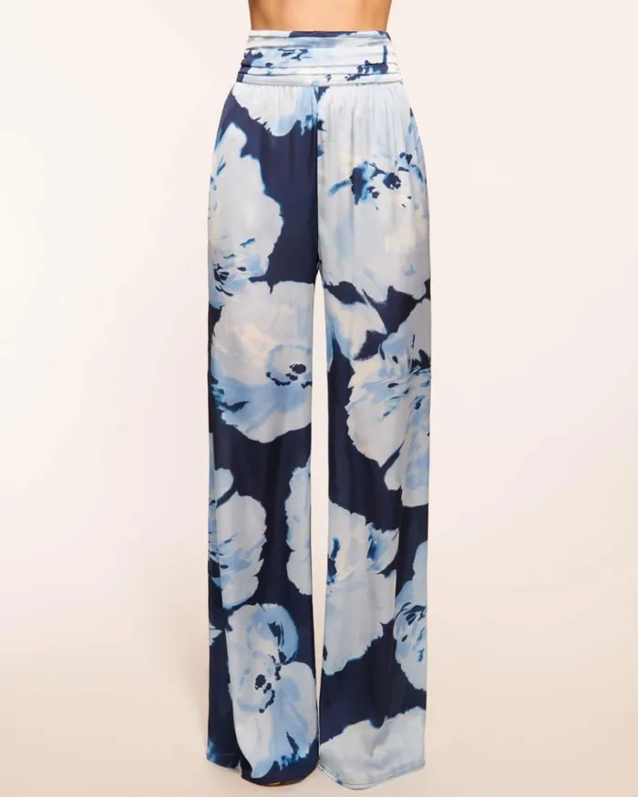 Ramy Brook Bottoms Women Robin HighWaisted Pant Navy Watercolor