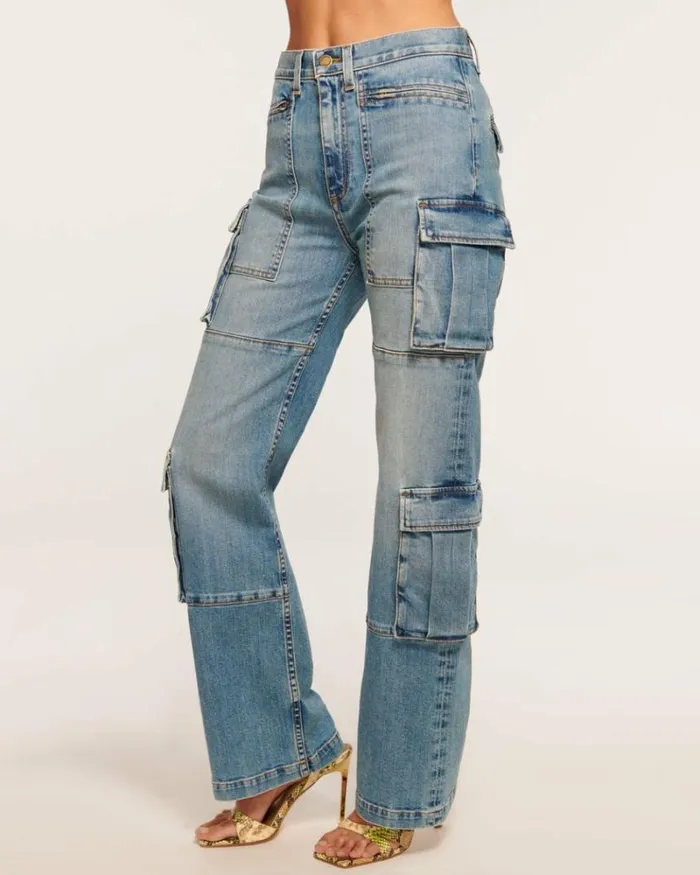 Ramy Brook Denim Women Giana Cargo Jean Light Wash