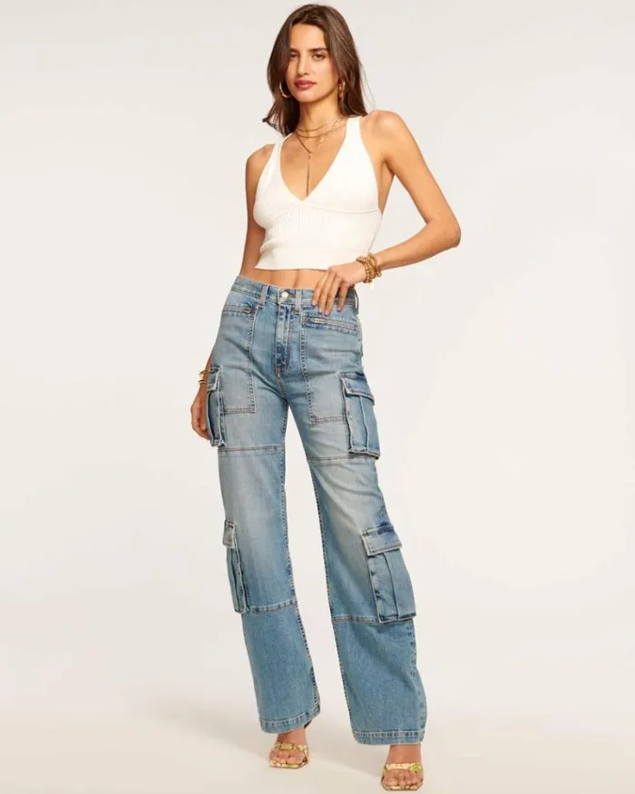 Ramy Brook Denim Women Giana Cargo Jean Light Wash