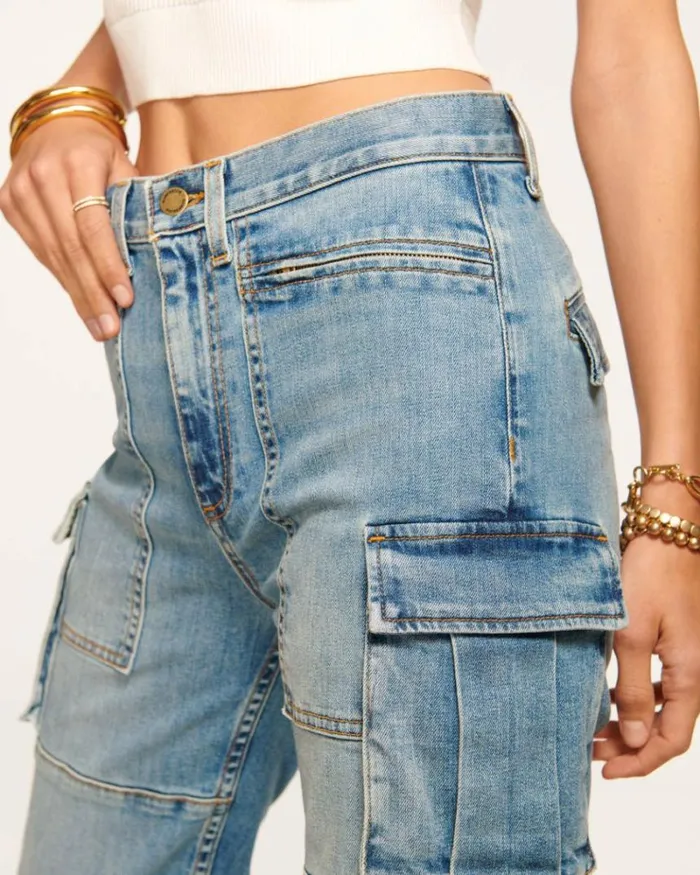 Ramy Brook Denim Women Giana Cargo Jean Light Wash