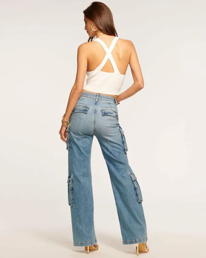 Ramy Brook Denim Women Giana Cargo Jean Light Wash