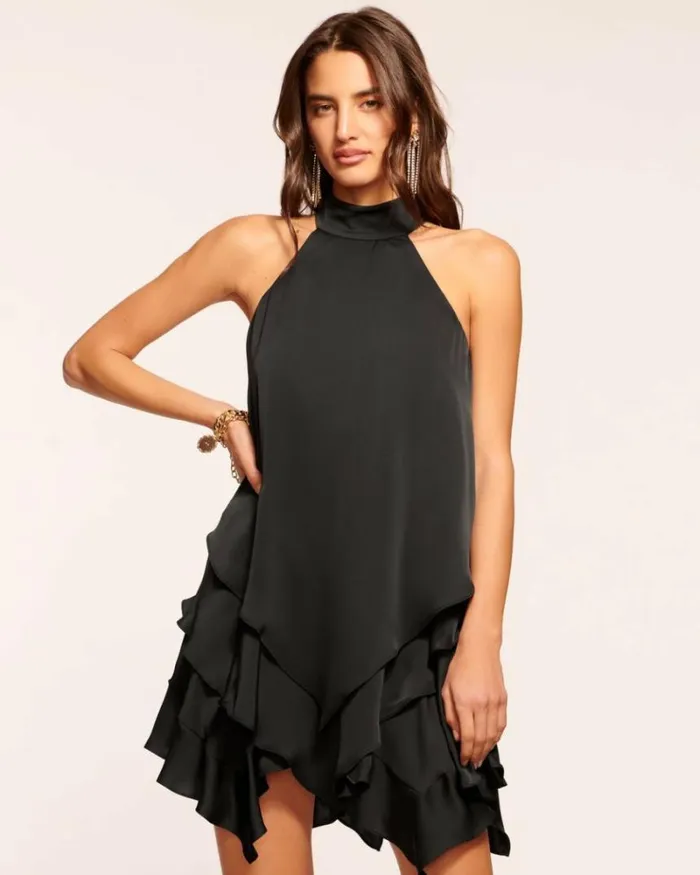 Ramy Brook Dresses Women Shaina Tiered Mini Dress Black