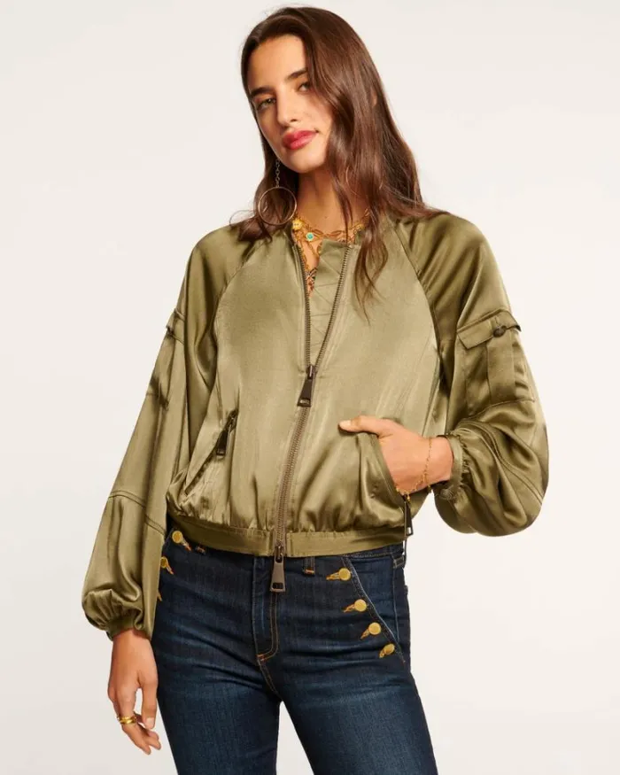 Ramy Brook Jackets Women Marina Bomber Jacket Dark Olive