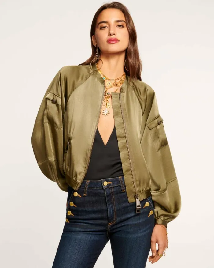Ramy Brook Jackets Women Marina Bomber Jacket Dark Olive