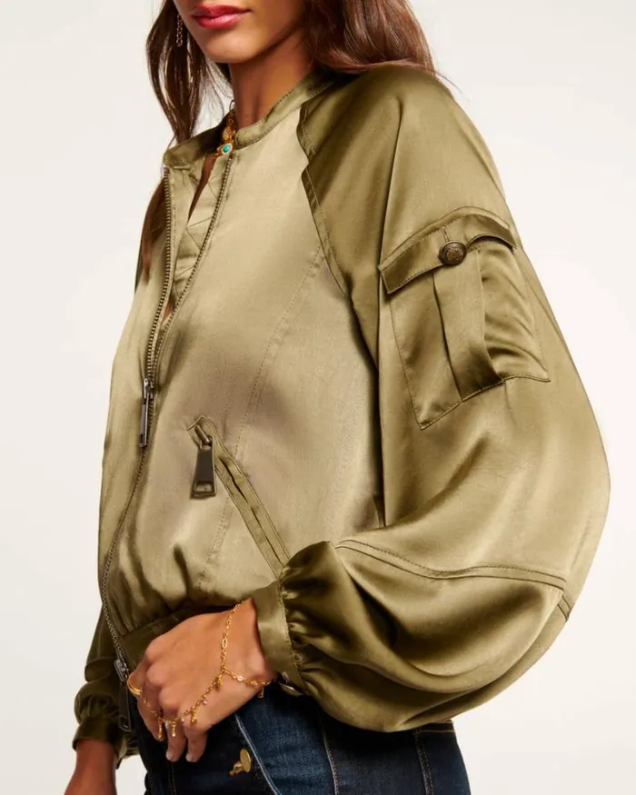 Ramy Brook Jackets Women Marina Bomber Jacket Dark Olive