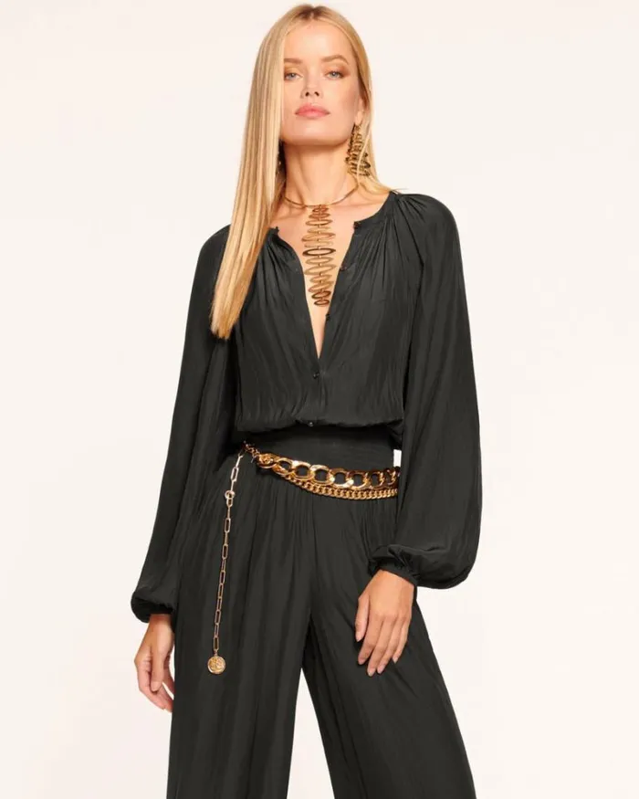 Ramy Brook Jumpsuits Women Lea Long Sleeve Jumpsuit Black