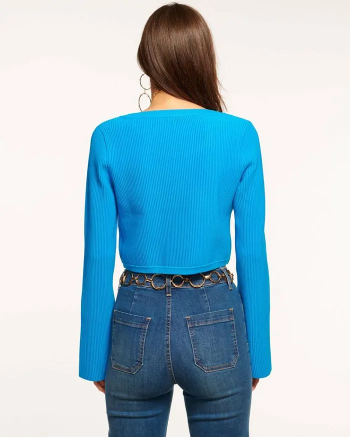 Ramy Brook Sweaters Women Anaya Ribbed Sweater Calypso Blue