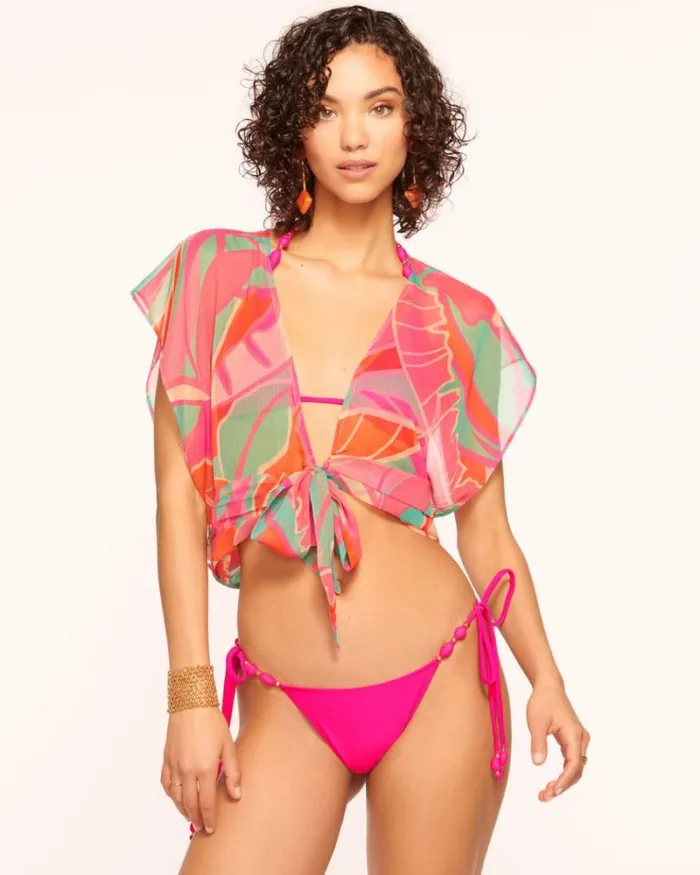 Ramy Brook Swim and Coverups Women Antonella Coverup Top Pink Palm