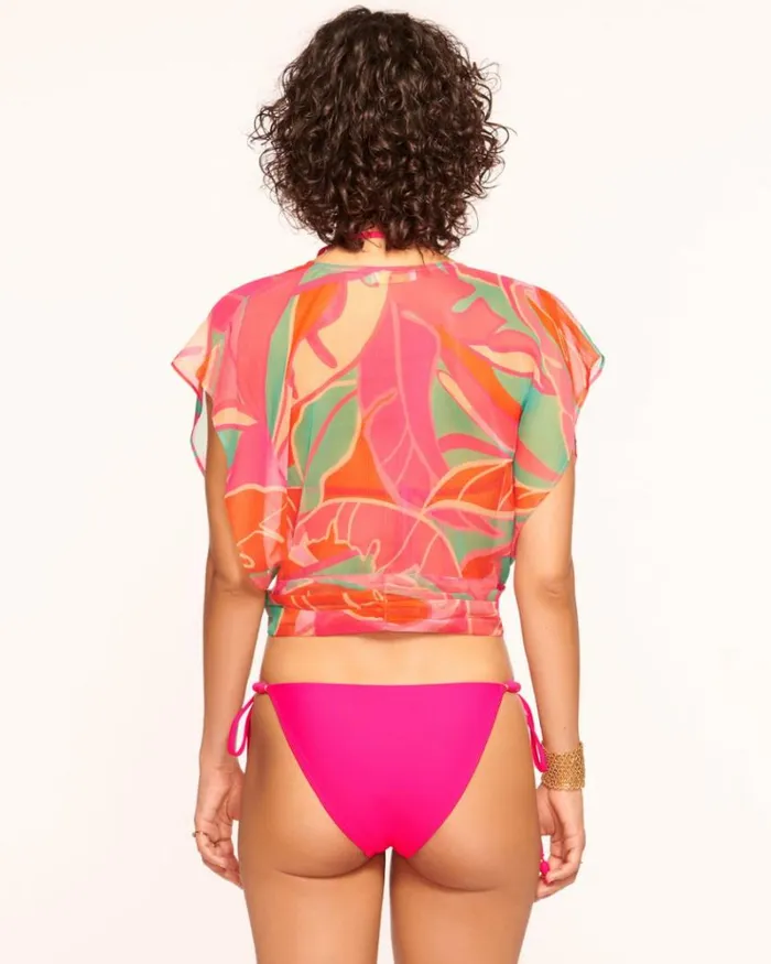 Ramy Brook Swim and Coverups Women Antonella Coverup Top Pink Palm