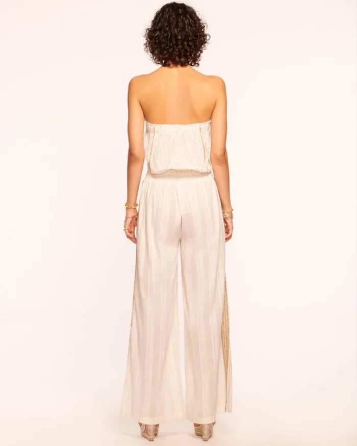 Ramy Brook Swim and Coverups Women Briar Strapless Coverup Jumpsuit White Lurex