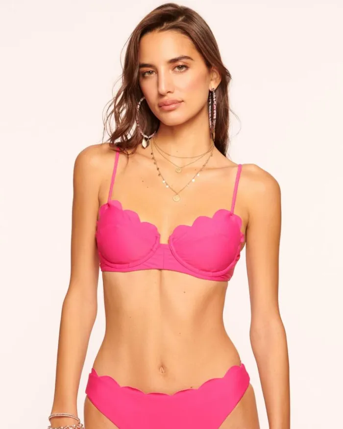 Ramy Brook Swim and Coverups Women Leyla Scalloped Underwire Bikini Top Perfect Pink