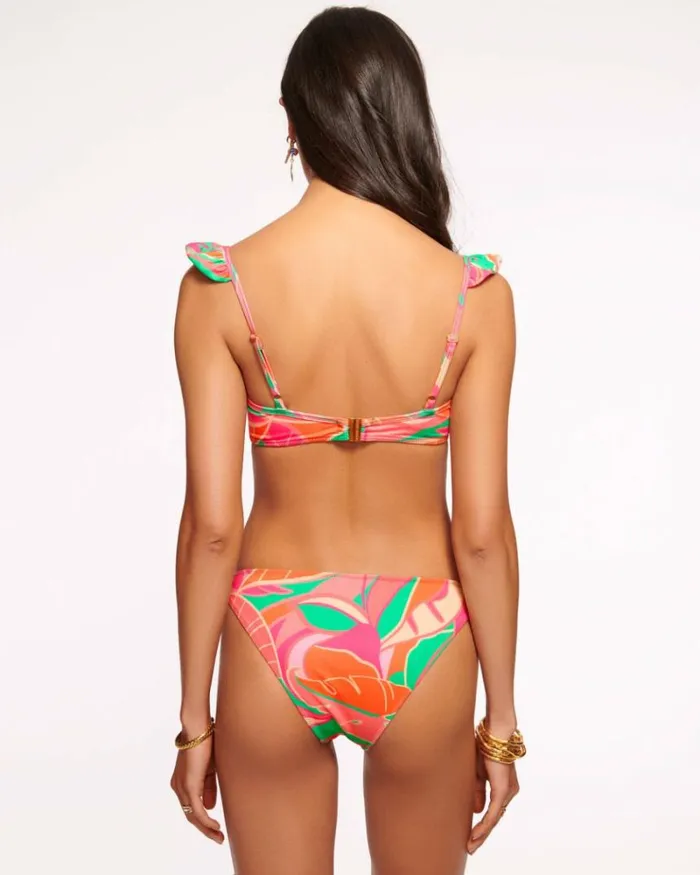 Ramy Brook Swim and Coverups Women Siena Ruffle Bikini Top Pink Palm