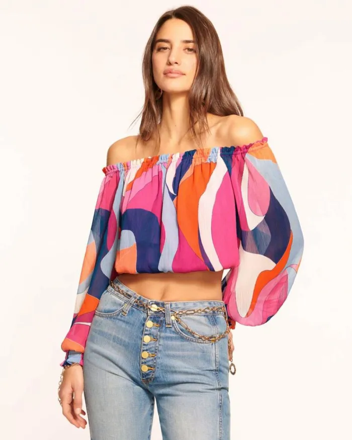 Ramy Brook Tops Women Rico OffTheShoulder Top Rose Wave