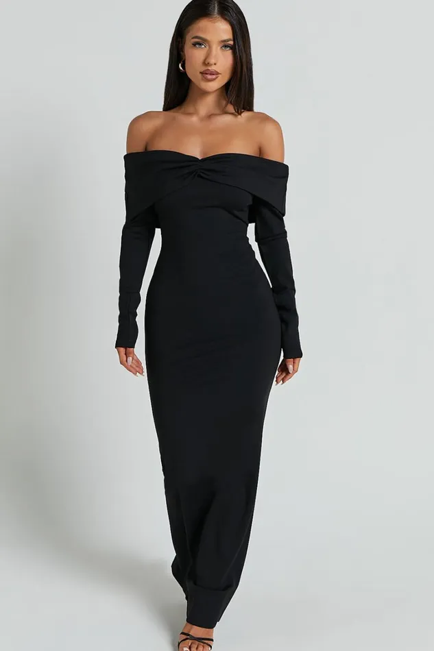 Rani Midi Dress 8211 Off Shoulder Long Sleeve Bodycon Dress In Black Women Showpo Curve Clothes Rani Midi Dress 8211 Off Shoulder Long Sleeve Bodycon Dress In Black Women Showpo Curve Clothes