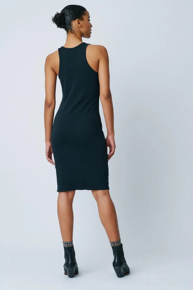 Raquel Allegra Black Classic Jersey Racerback Tank Dress Women Dresses
