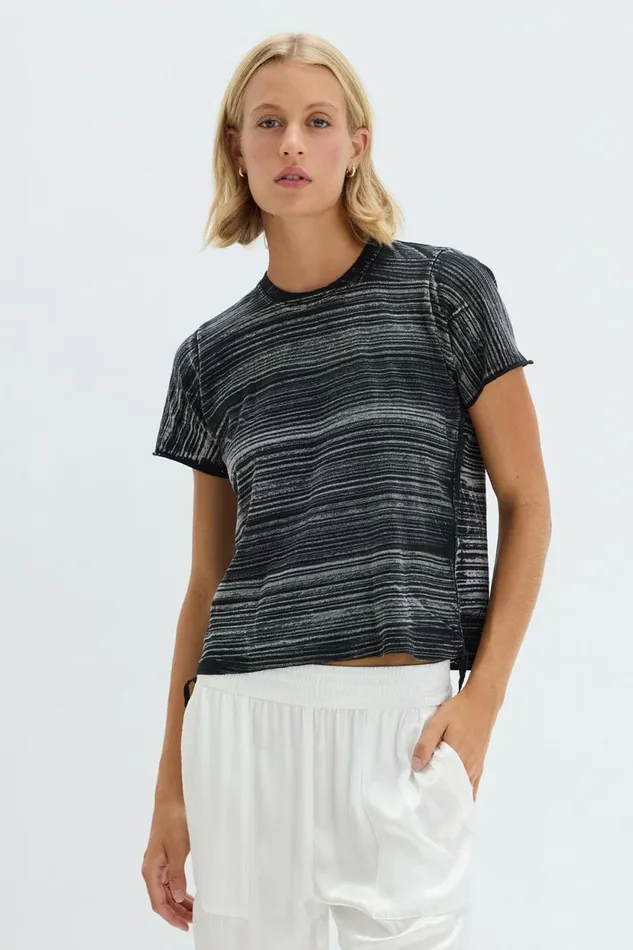 Raquel Allegra Brush Black Liana Tee Women Sweaters and Knits