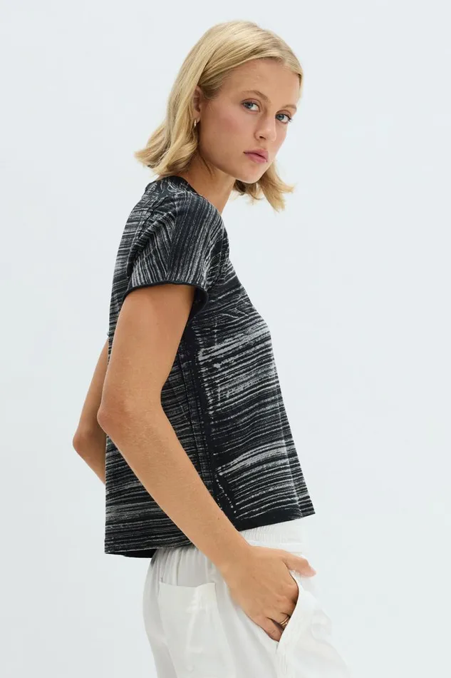 Raquel Allegra Brush Black Liana Tee Women Sweaters and Knits