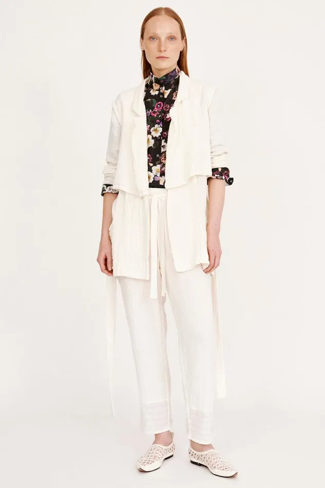 Raquel Allegra Gauze Washed White La Brea Trench Jacket Women Jackets