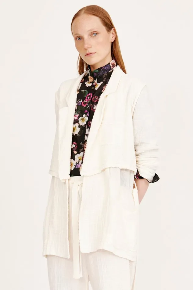 Raquel Allegra Gauze Washed White La Brea Trench Jacket Women Jackets
