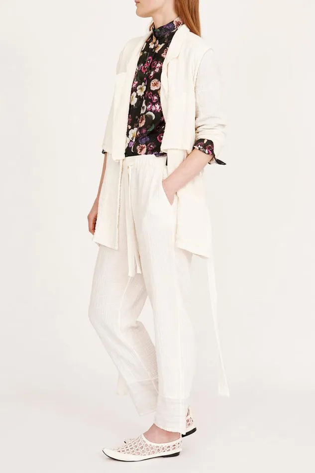Raquel Allegra Gauze Washed White La Brea Trench Jacket Women Jackets