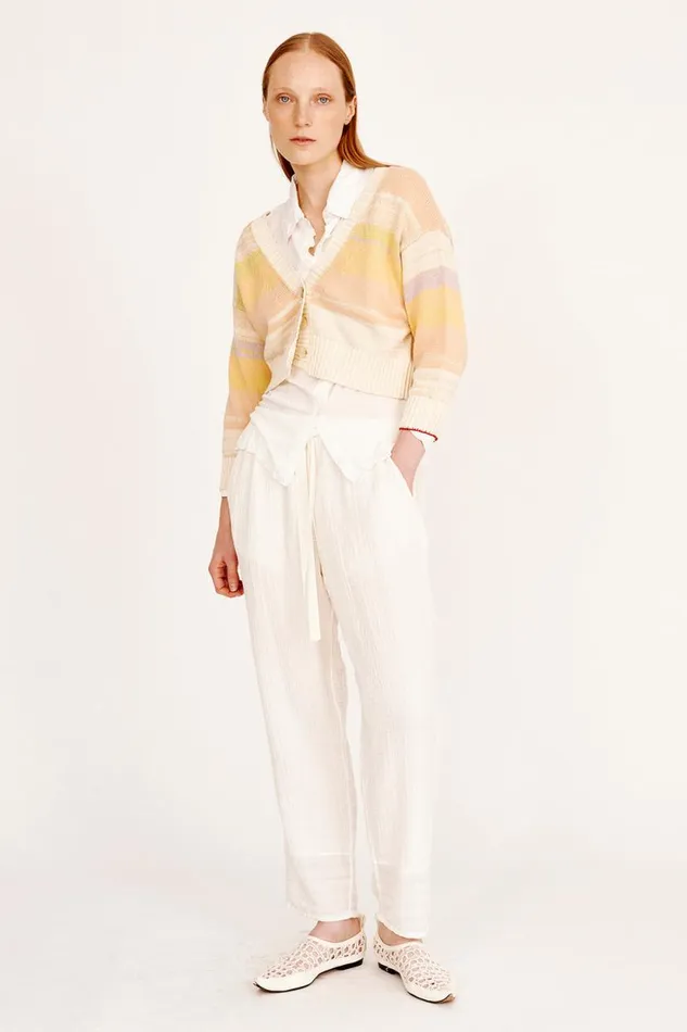 Raquel Allegra Gauze Washed White Overland Pant Women Bottoms