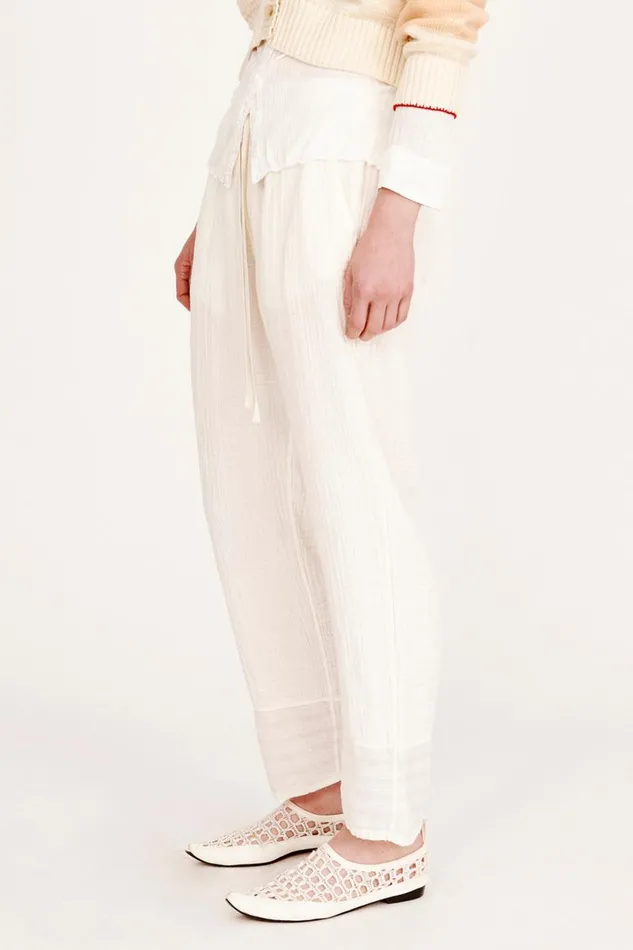 Raquel Allegra Gauze Washed White Overland Pant Women Bottoms