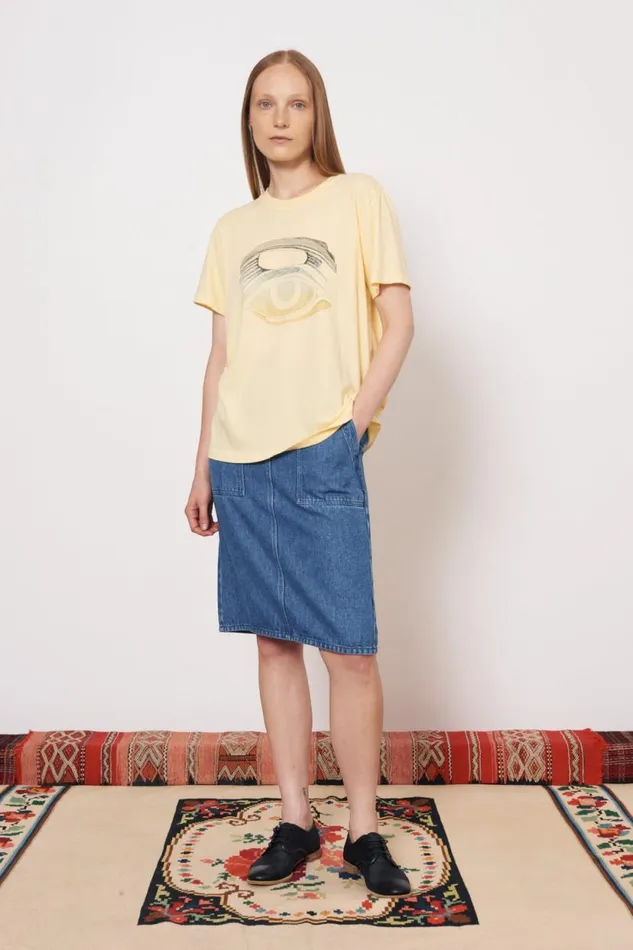 Raquel Allegra Marigold Betty Tee With Evil Eye Women TShirts