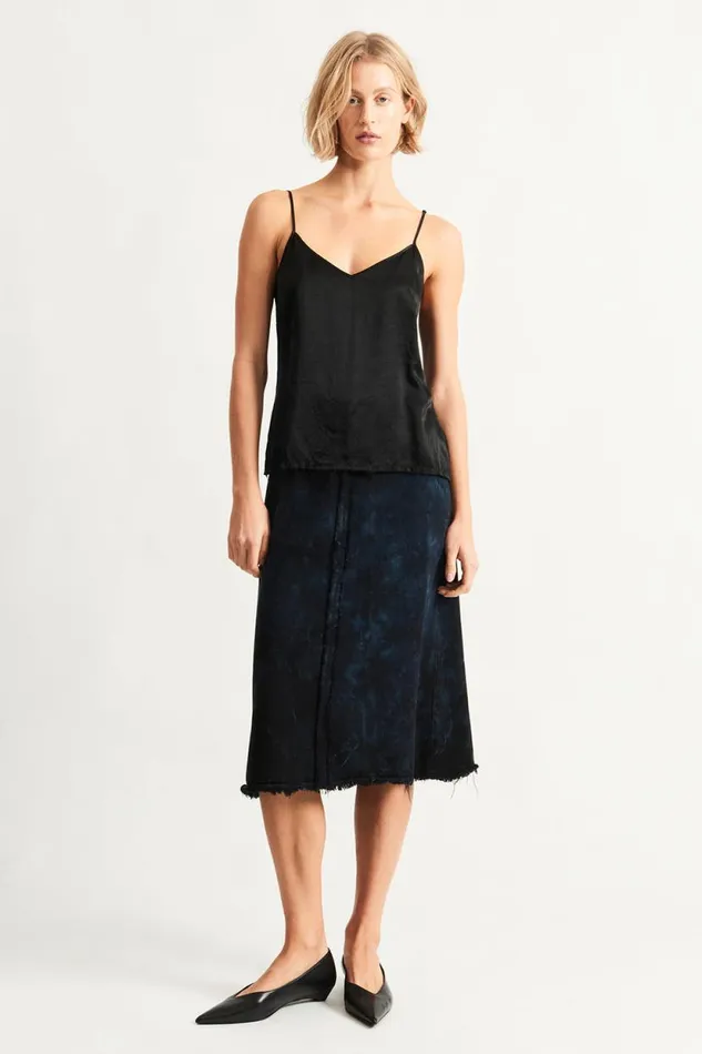 Raquel Allegra Pebble Satin Black Mona Cami Women Sweaters and Knits
