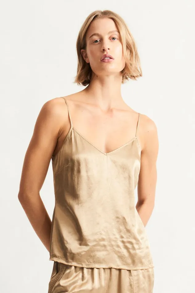 Raquel Allegra Pebble Satin Sand Mona Cami Women Tops