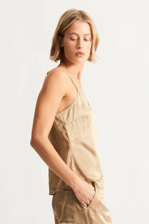 Raquel Allegra Pebble Satin Sand Mona Cami Women Tops