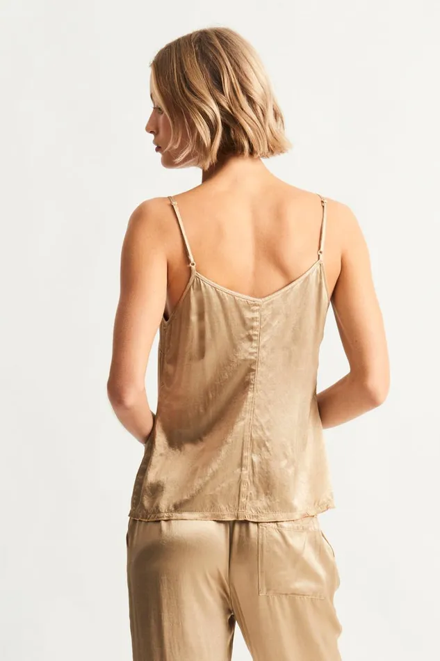 Raquel Allegra Pebble Satin Sand Mona Cami Women Tops