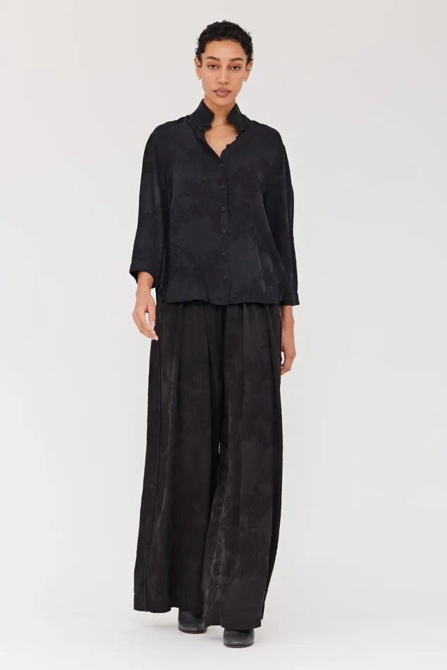 Raquel Allegra Silk Jacquard Black Lauren Blouse Women Tops