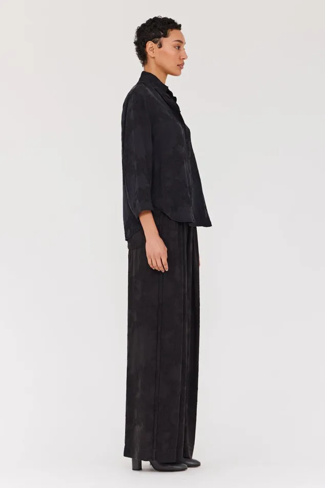 Raquel Allegra Silk Jacquard Black Lauren Blouse Women Tops