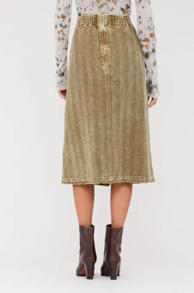 Raquel Allegra Twill Gold Green Work Skirt Women Bottoms