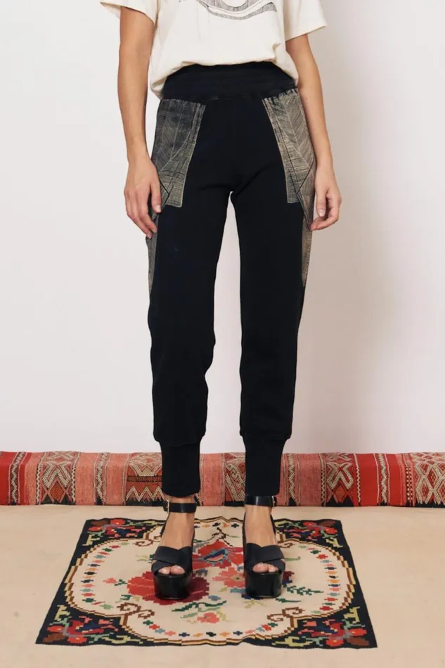 Raquel Allegra Vintage Fleece Black Kongo Pant Women Bottoms