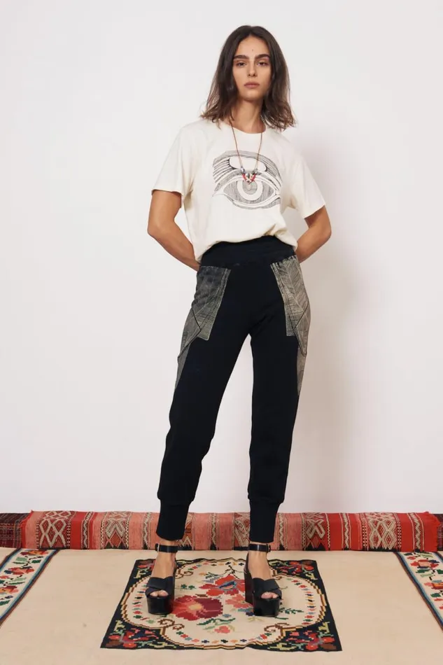 Raquel Allegra Vintage Fleece Black Kongo Pant Women Bottoms