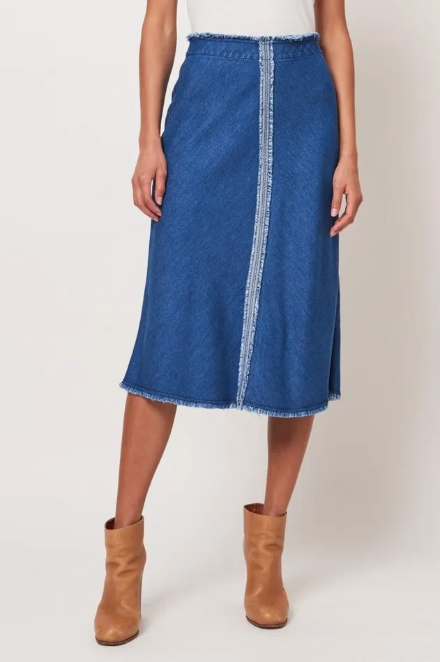 Raquel Allegra Washed Indigo Aurora Skirt Women Bottoms