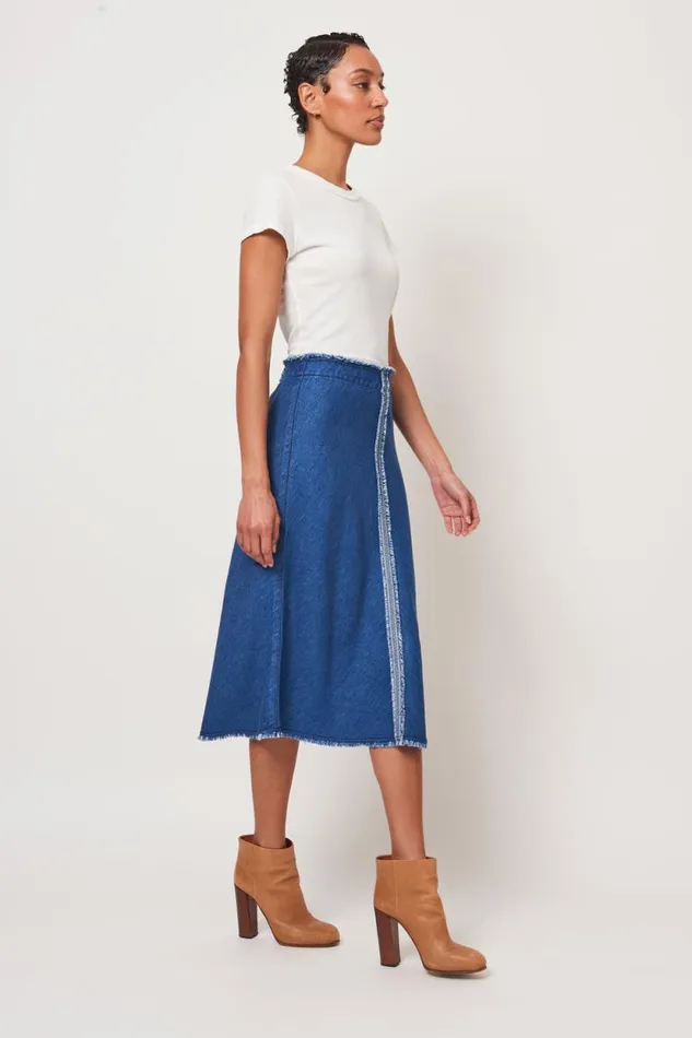 Raquel Allegra Washed Indigo Aurora Skirt Women Bottoms