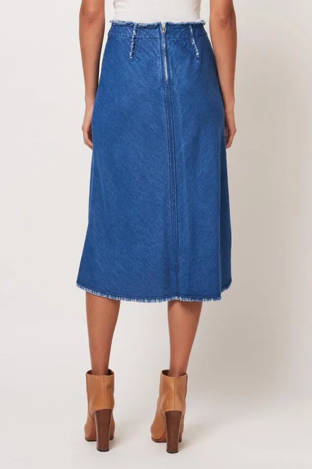 Raquel Allegra Washed Indigo Aurora Skirt Women Bottoms