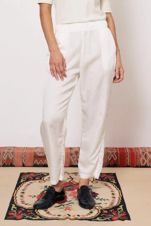 Raquel Allegra Washed White Fez Pant Women Bottoms