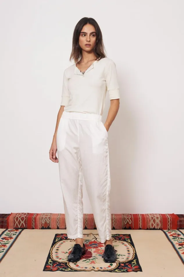 Raquel Allegra Washed White Fez Pant Women Bottoms