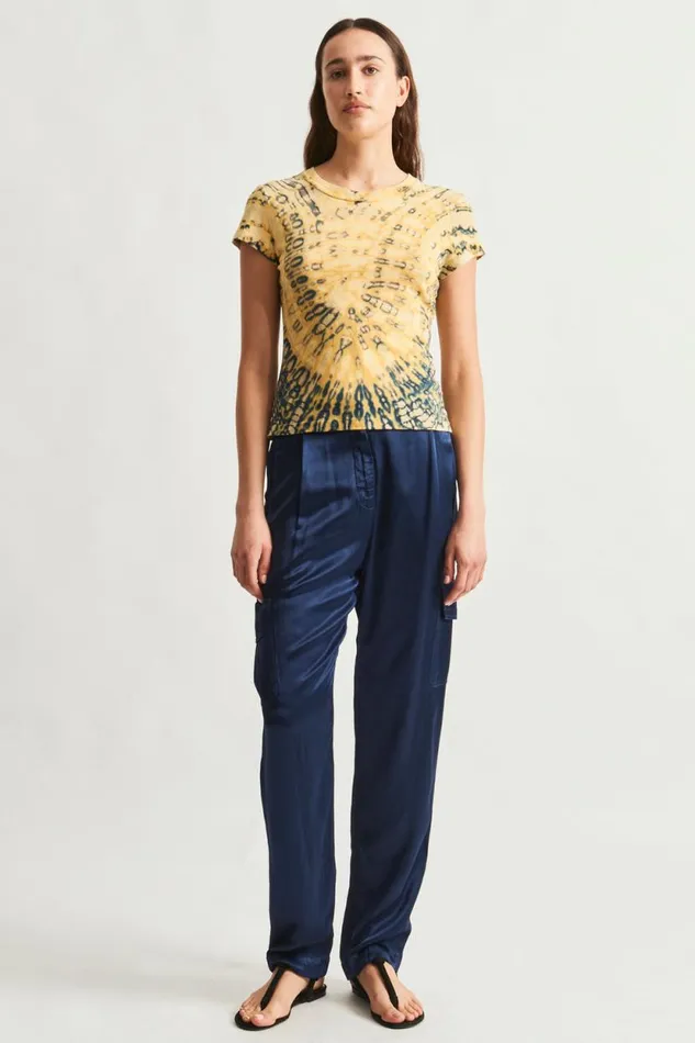 Raquel Allegra Yellow And Navy Liv Tee Women Tops